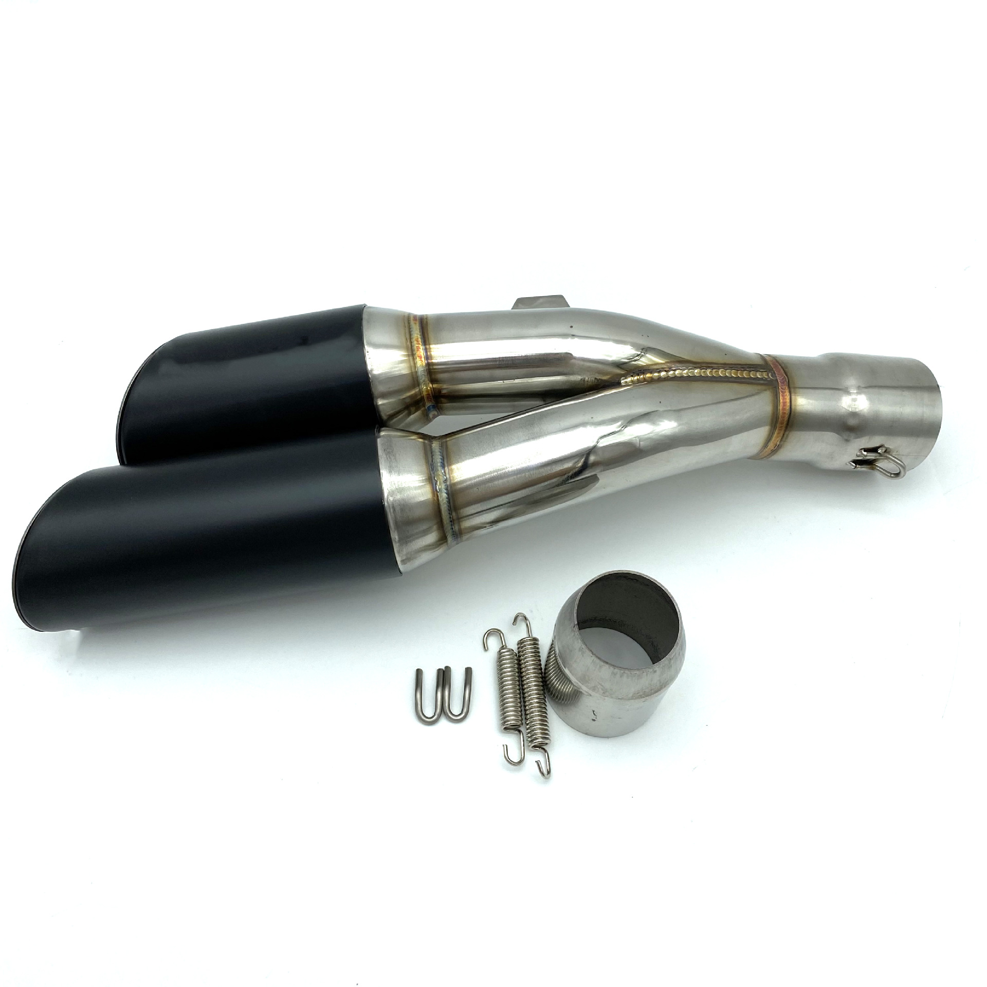 Suitable for Motorcycle Universal Exhaust Pipe Ak Caliber 51mm Modified Tail Section Exhaust Pipe Scorpio Double Outlet 370mm