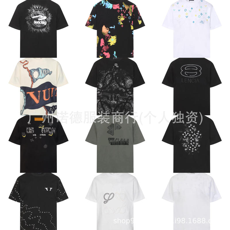 Cross-border foreign trade trendy brand Lujia 26ss digital print logo round-neck fashion casual unisex short-sleeve T-shirt Cross-border foreign trade trendy brand Lujia 26ss digital print logo round-neck fashion casual unisex short-sleeve T-shirt