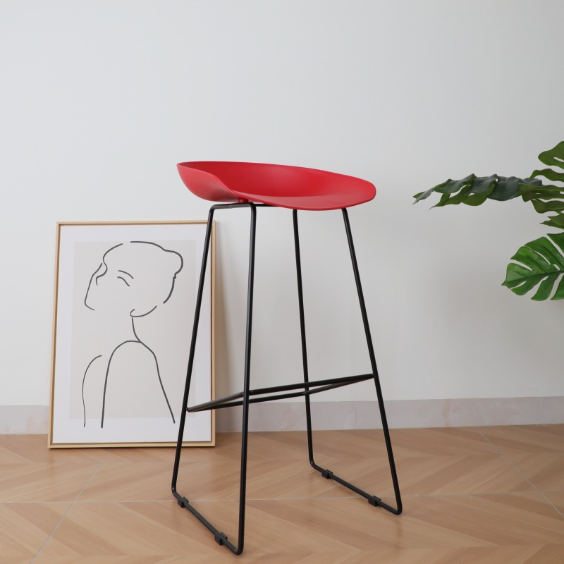 Silla de Bar nórdica moderna silla de Bar de plástico minimalista pierna reforzada ocio barra clara recepción Cafe silla alta