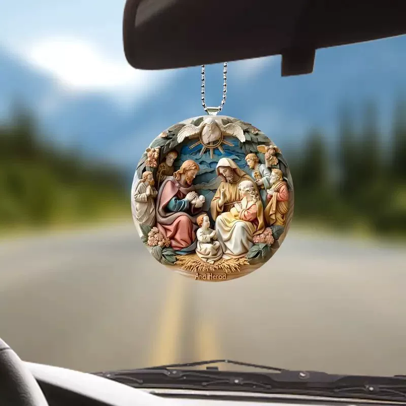 Акрилерная плоская рождественская декоративная подвеска креативная рождественская декоративная автомобильная подвеска