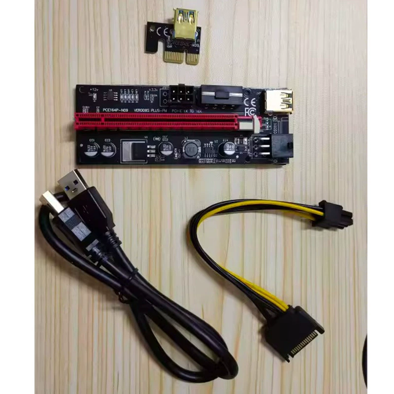 Кабель-удлинитель для видеокарты PCIEVER009SPLUS, адаптер PCI-E 1x→16x с 8 конденсаторами и питанием