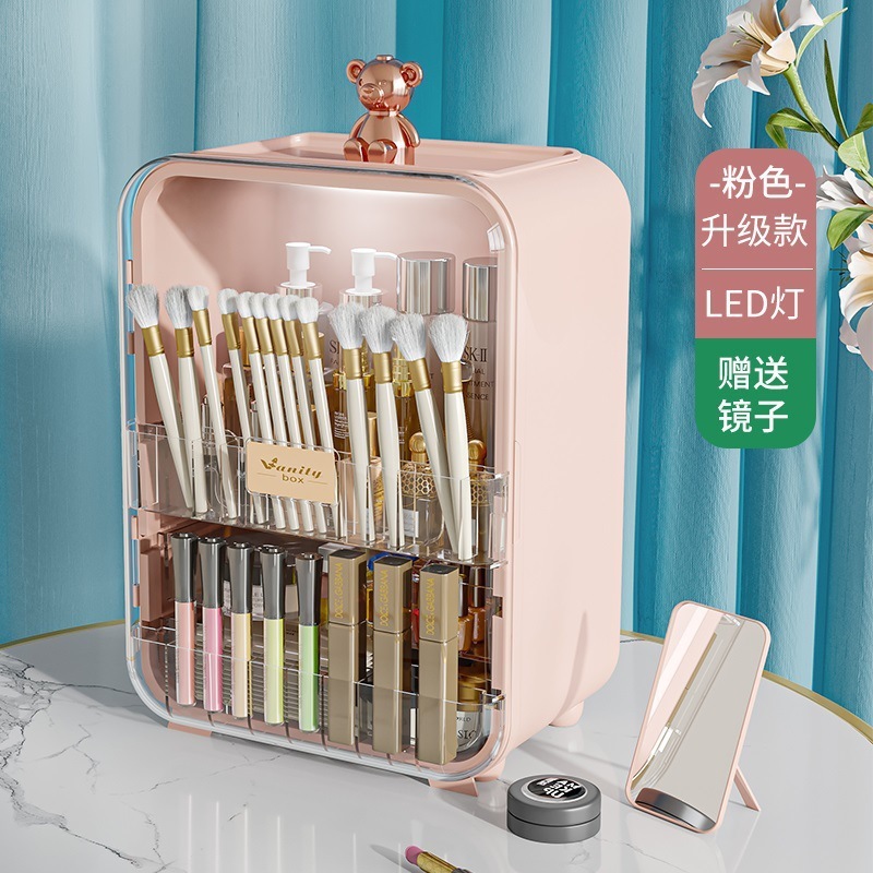化妆品大容量收纳盒带灯LED灯轻奢高级护肤品化妆盒整理箱宿舍|undefined
