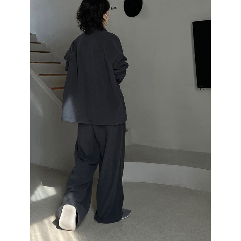 高级感简约纯色加厚睡衣女冬款新款德绒保暖大码家居服套装可外穿|undefined