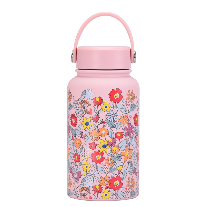 Nueva transfronteriza 650ml taza de vacío de boca ancha portátil de vacío niños estudiante deportes hervidor de agua de impresión al aire libre taza