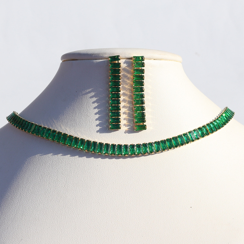 Fashion Geometric Copper Bracelets Ear Studs Necklace Plating Zircon Copper Necklaces