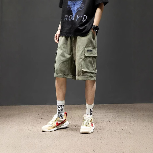 Men's Khaki Color Thin Loose Casual Work Shorts Loose and Comfortable Versatile Men's Casual Five-Pocket Pants