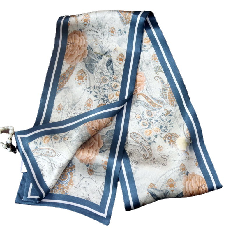 Classic double-sided silk summer retro long neckerchief