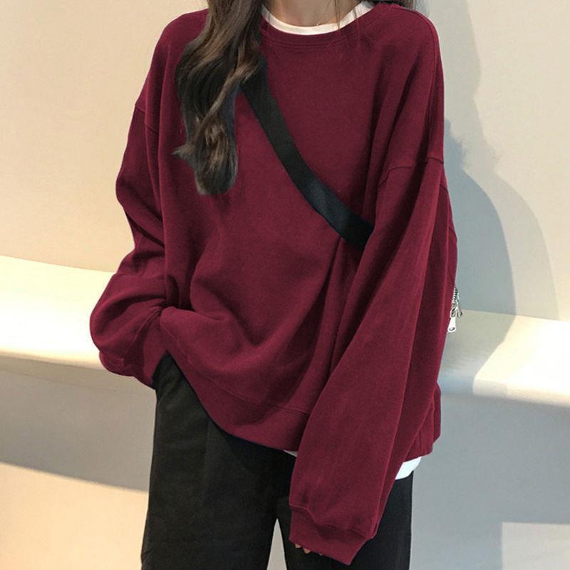 高品质加绒加厚美式宽松慵懒风卫衣女秋秋百搭情侣上衣雪尼尔|undefined