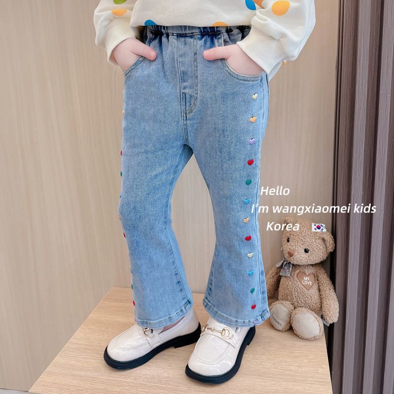 Niños versátiles ropa infantil niñas jeans primavera y otoño pantalones de moda pantalones elásticos pantalones delgados niñas image 3