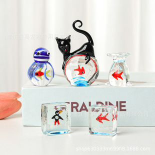 Black Cat mini pocket fish glass small ornaments creative crafts desktop decoration Amazon cross-border supply