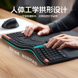 人体工学键鼠双模套装蓝牙无线垂直鼠标可充电带掌托MEETION米神