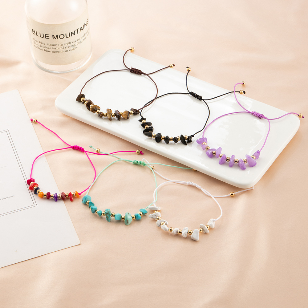 Bohemian Style Color Retractable Special-shaped Stone Beaded Bracelet display picture 4