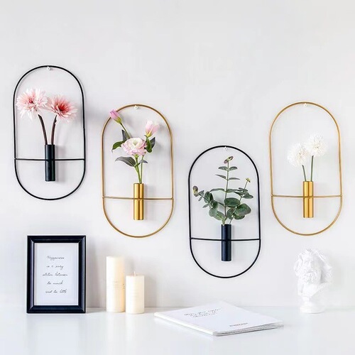 Nordic-style gold lightweight wrought iron diamond-shaped wall hanging creative home living room bedroom background wall decoration round wall ornament