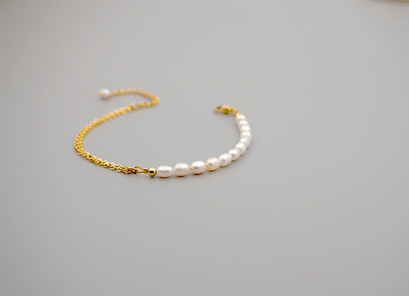 Simple Style Solid Color Pearl Titanium Steel Handmade Bracelets 1 Piece