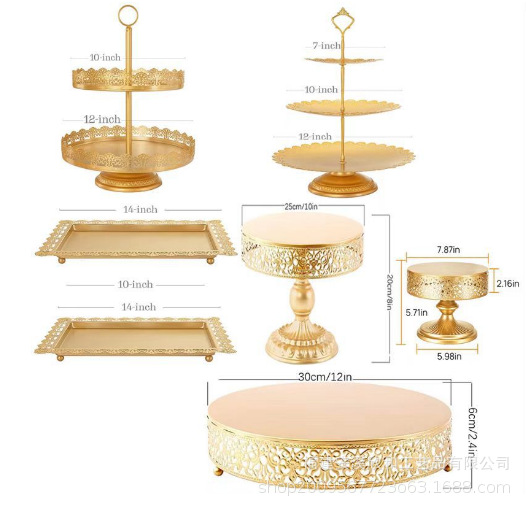 Estante de pastel europeo de hierro forjado conjunto de decoración de boda postres tienda de bocadillos estante de baile prop bandeja de pastel