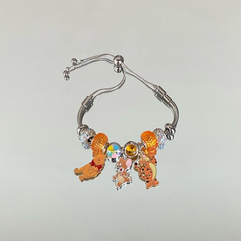 Cross-Border Panjia Winnie the Pooh Jerry Bracelet Adjustable Stainless Steel Tigger Bracelet Advanced Versatile Cartoon Bracelet