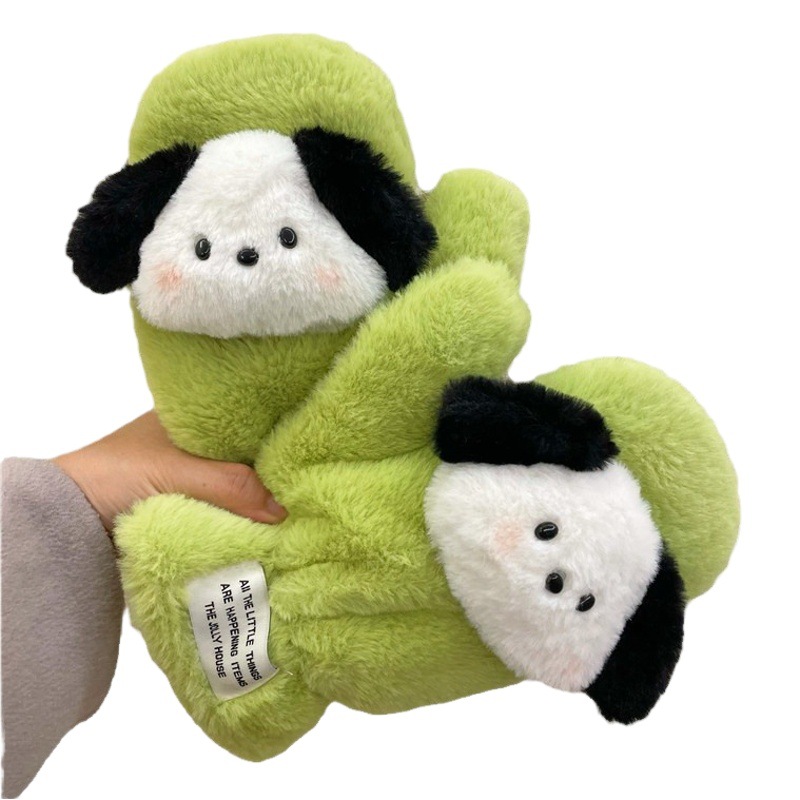 Patchard perro lindo felpa perro guantes niña invierno ciclismo frío estudiantes guantes calientes puede ser colgando cuello