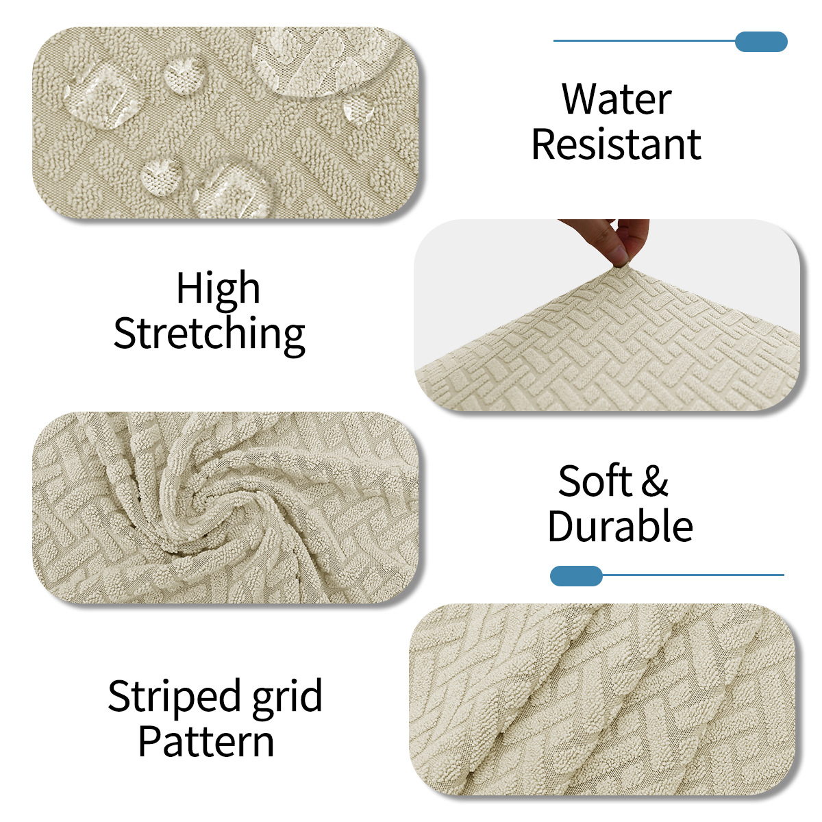 Jacquard transfronterizo elástico en forma de T estriado cubierta de silla impermeable a prueba de agarre gato cubierta de silla de comedor de hotel doméstico TEMU