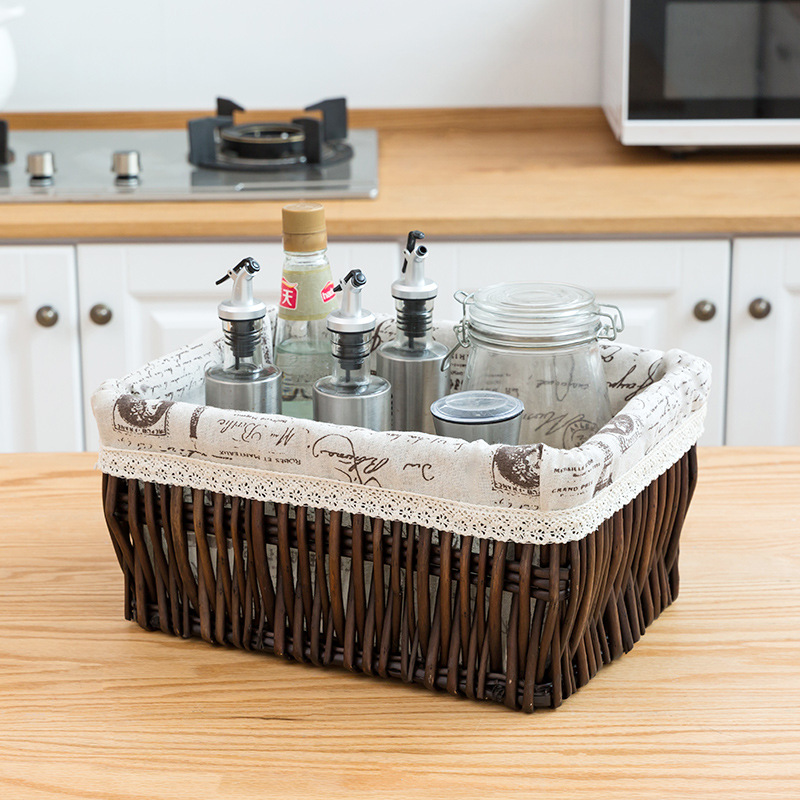 Cesta de almacenamiento de mimbre cesta de almacenamiento de escritorio cesta de almacenamiento de bambú ropa de juguete de mimbre de almacenamiento cesta de almacenamiento de escritorio en casa