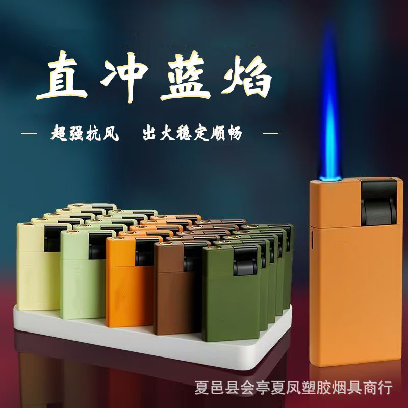 Publicidad de encendedor a prueba de viento de metal inflado láser de alta calidad impresión directa llama azul impresión UV color publicidad