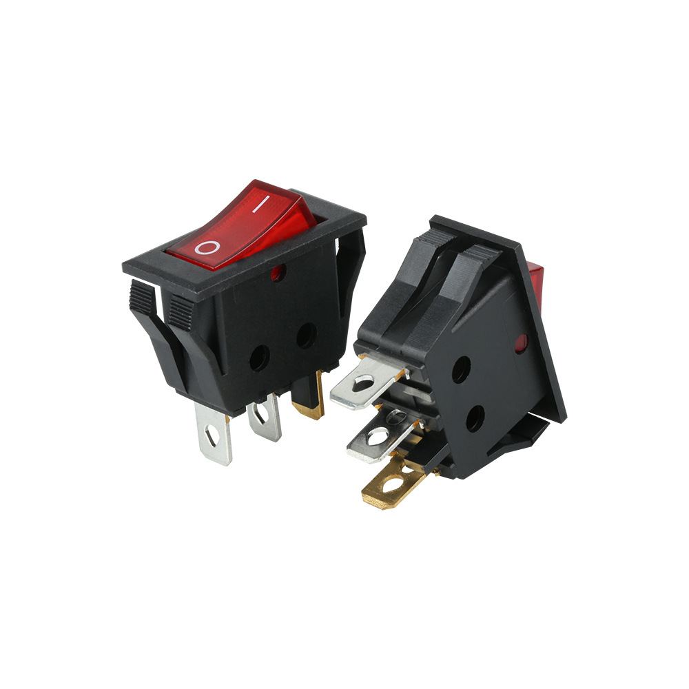 供应方形三脚两档三档单耳双耳带灯电源船型开关大功率TUV