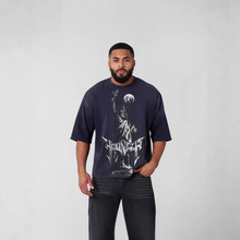 YOUNGLA美式复古男士超大T恤街头嘻哈宽松短袖慢跑者运动健身T恤