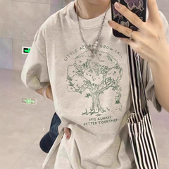 女性のための半袖 Tシャツ 2025 夏の新しいアメリカングレーシックな半袖デザインニッチトップ純綿ルーズ T