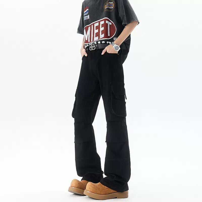 cleanfit工装牛仔裤男加长版高个子美式vibe裤子修身直筒微喇裤男