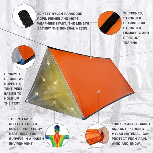 帐篷户外紧急生存避难所2人紧急帐篷可用作生存帐篷应急保暖跨境