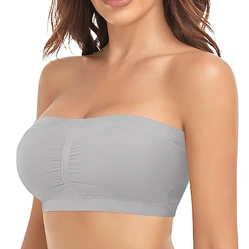 [外贸抹胸 Bandeau бюстье с вставкой без бретелек топ бесшовное бюстье]