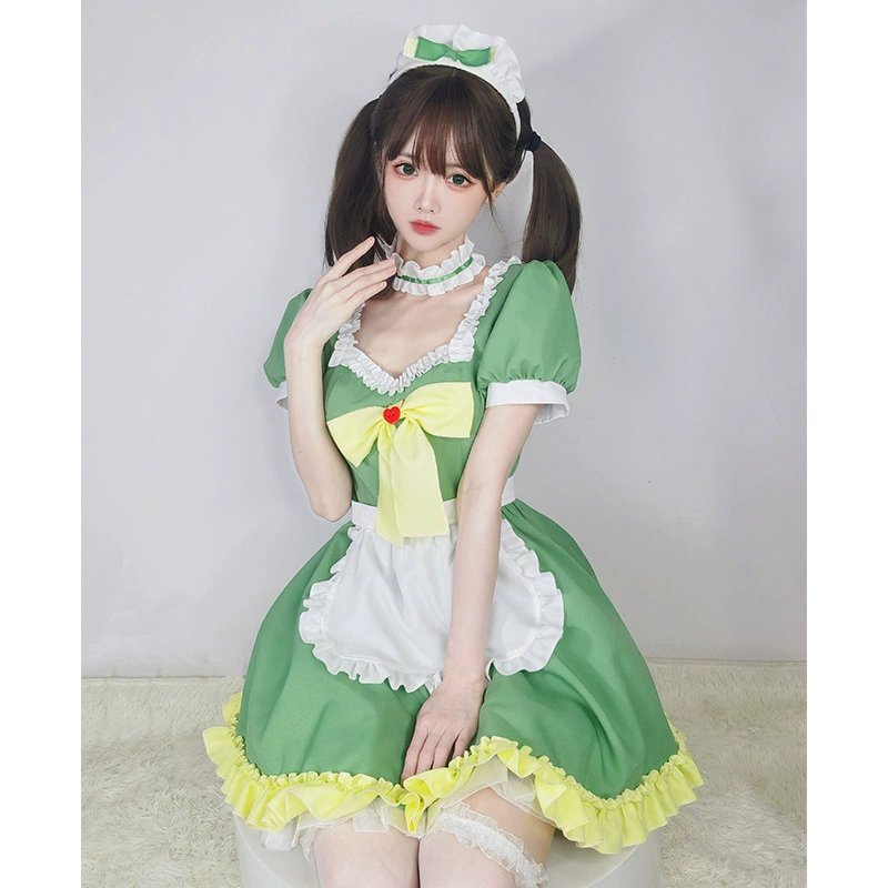 Милые мягкие девушки Matcha Милая горничная платье японское сексуальное горячее платье девушки COS Da Ji горничная Фартук Униформа костюм