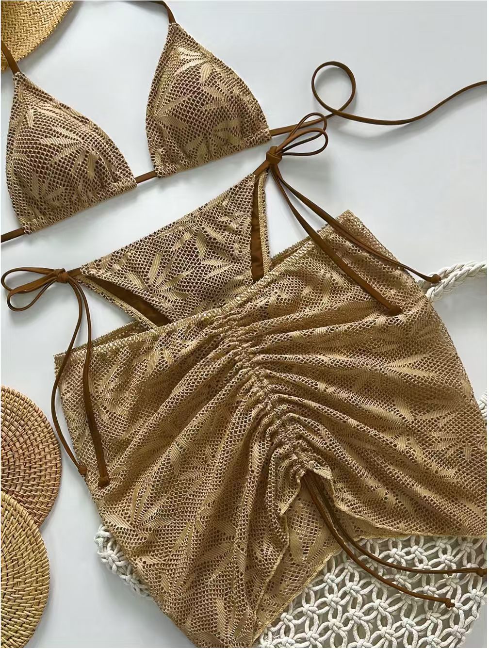 Dames bikini set driedelige neckholder badpak voor het strand_voghion.com
