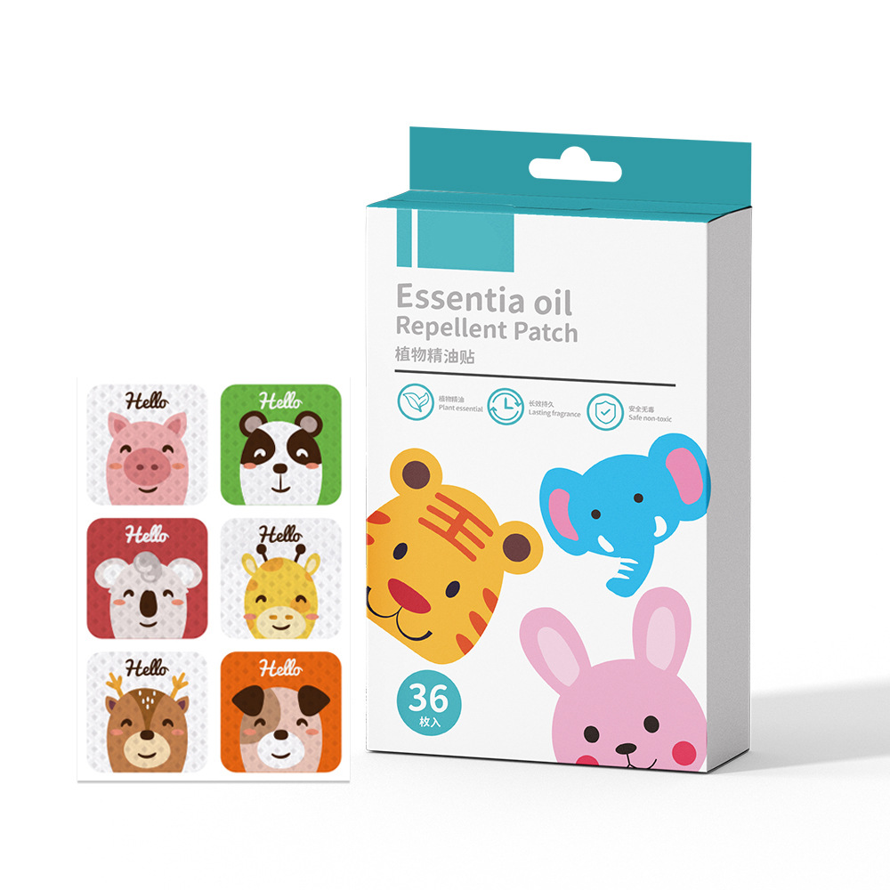 Pegatinas repelentes de mosquitos con diseños personalizados de fábrica, pegatinas repelentes de mosquitos con aceites esenciales de plantas y dibujos animados, pegatinas repelentes de mosquitos para bebés y niños.