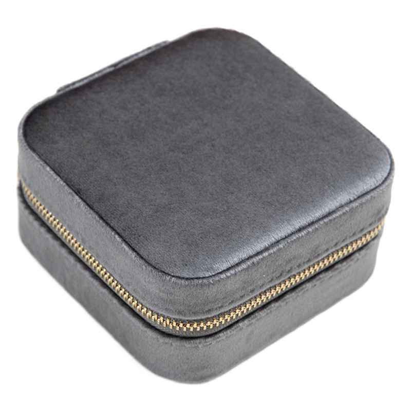 Caja de joyería de franela collar joyería pendientes de joyería caja de almacenamiento ins estilo viaje conveniente con espejo