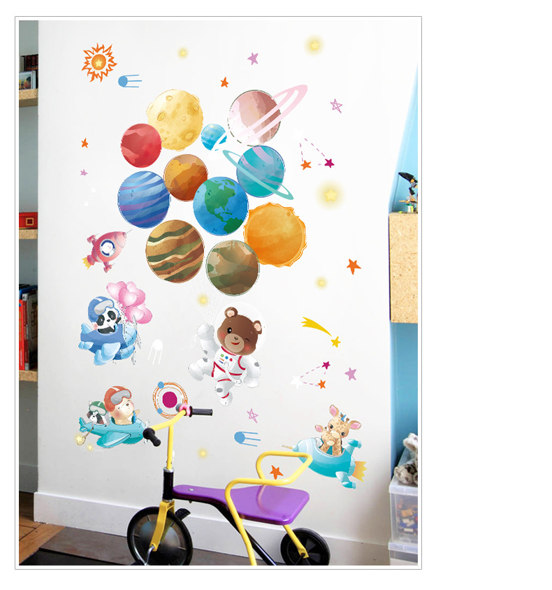 Cartoon Space Planet Bear Wall Sticker display picture 7