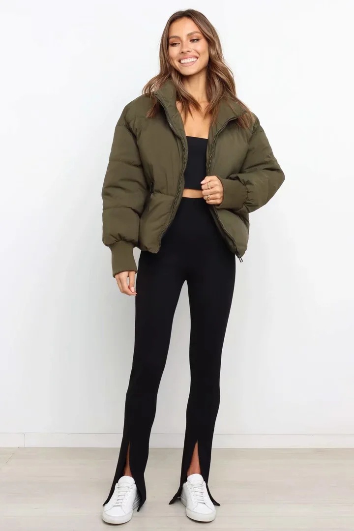 2024 Winter New Women's European Fashion Loose Slimming Warm Puffer Short Lazy Style Down Cotton Jacket_ecoleips.com