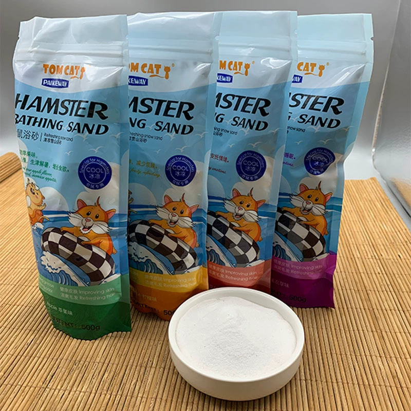 Хомяк для ванны Песок для домашних животных Дезодорант Удаление масла Многофункциональный чистящий песок несколько вкусов 500 г упаковка