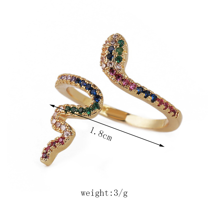 simple copper inlaid zirconium zodiac snake open ring wholesale Nihaojewelrypicture1