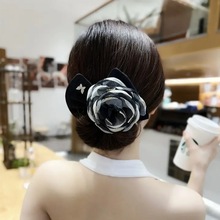 12.5M/绢纱大花朵布艺软钢丝盘发器丸子头半扎花苞头发饰扭扭夹新