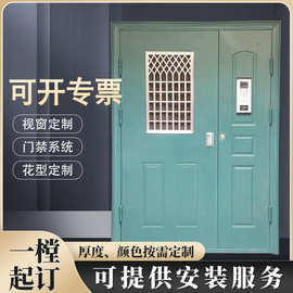 楼宇单元门子母门定制楼道小区工程单元门禁电控钢制楼宇门家用