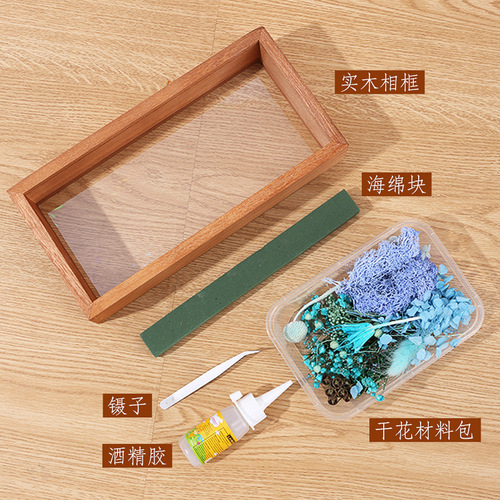 DIY Handmade Dry Flower Frame, Everlasting Flower Wooden Picture Frame, 3D Hollow Double-sided Acrylic Display Box for Desktop