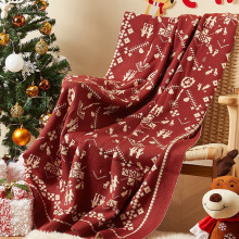 圣诞毛毯节日装饰毯客厅沙发毯红色毯子卧室床尾毯盖毯搭毯针织毯