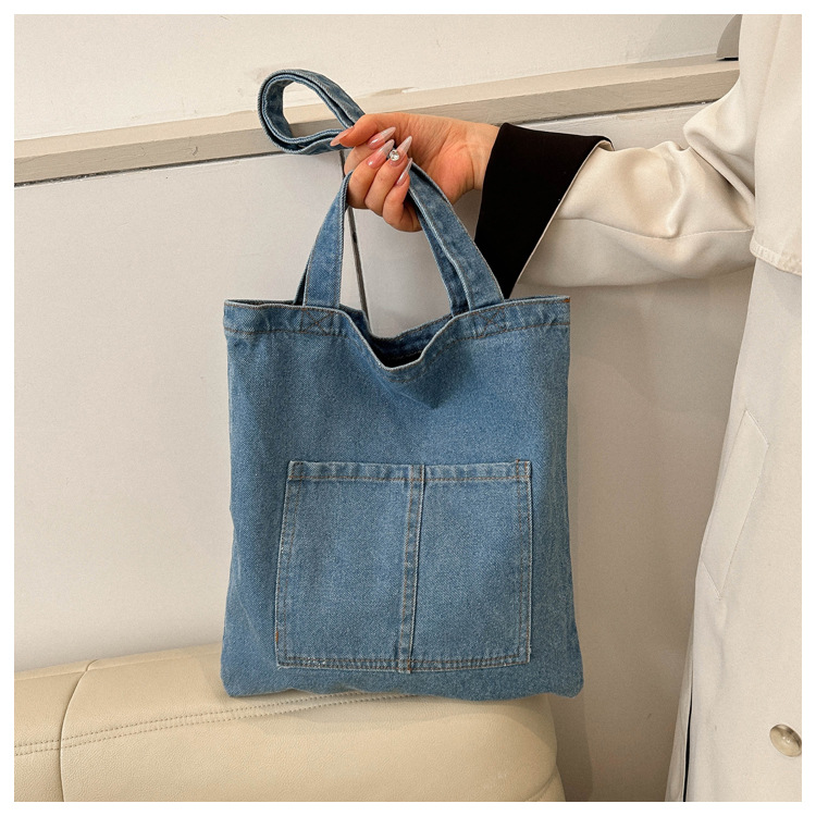 Simple moda Denim alta textura bolso de las mujeres 2023 Invierno nuevo estilo occidental color sólido de gran capacidad hombro bolsa de las axilas