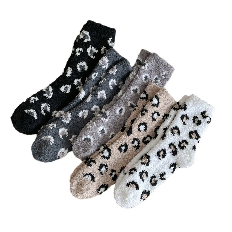 Cross-Border Amazon Slippers Socks Leopard Print Coral Velvet Socks Autumn and Winter Warm Home Mid-Tube Sleep Socks 2024 New Style Cross-Border Amazon Slippers Socks Leopard Print Coral Velvet Socks Autumn and Winter Warm Home Mid-Tube Sleep Socks 2024 New Style
