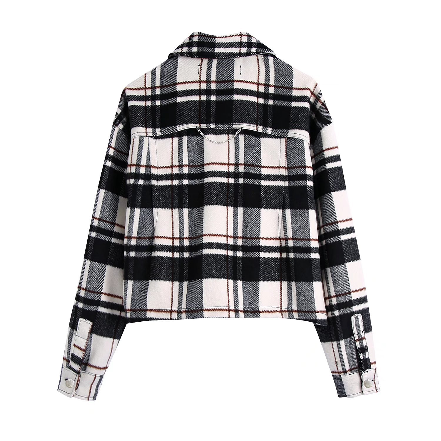 autumn plaid short shirt jacket nihaostyles wholesale clothing NSAM82562