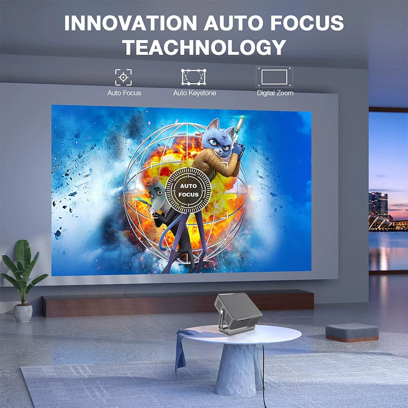 PTZ 1080P проектор с автофокусом, беспроводная проекция в спальне, 4K домашний кинотеатр, настенный проектор