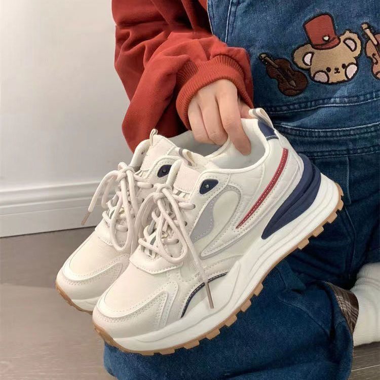 2024 otoño nuevo zapato de sol grueso alto para estudiantes nicho sensación de diseño de malla transpirable no sofoca zapatos deportivos