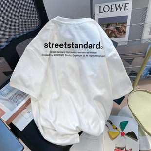 Brand Export Cut Label Tail Order Counter Withdrawal ~ American Pure Cotton Letter Short-Sleeved T-Shirt for Men and Women Loose and Versatile T-Shirt