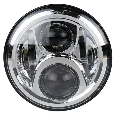 7inch Harley Wrangler Headlight 6-Bead Ön faralar - silver-base-without-ring-1-white-light-medium-thick-model-7inch-led-headlight-wrangler-harley-motorcycle-restoration-headlight