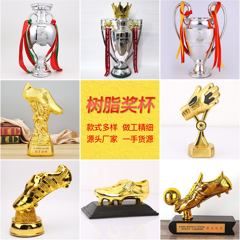 Deportes de resina trofeo creativo botas de oro Copa de fútbol trofeo árbitro guantes de portero trofeo de resina de madera